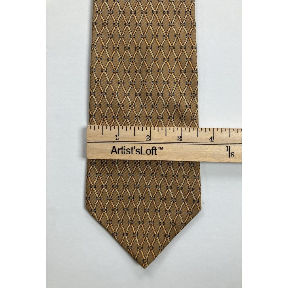 BROOKS BROTHERS Makers Yellow Pure Silk Tie Equestrian Pattern - Picture 7 of 8